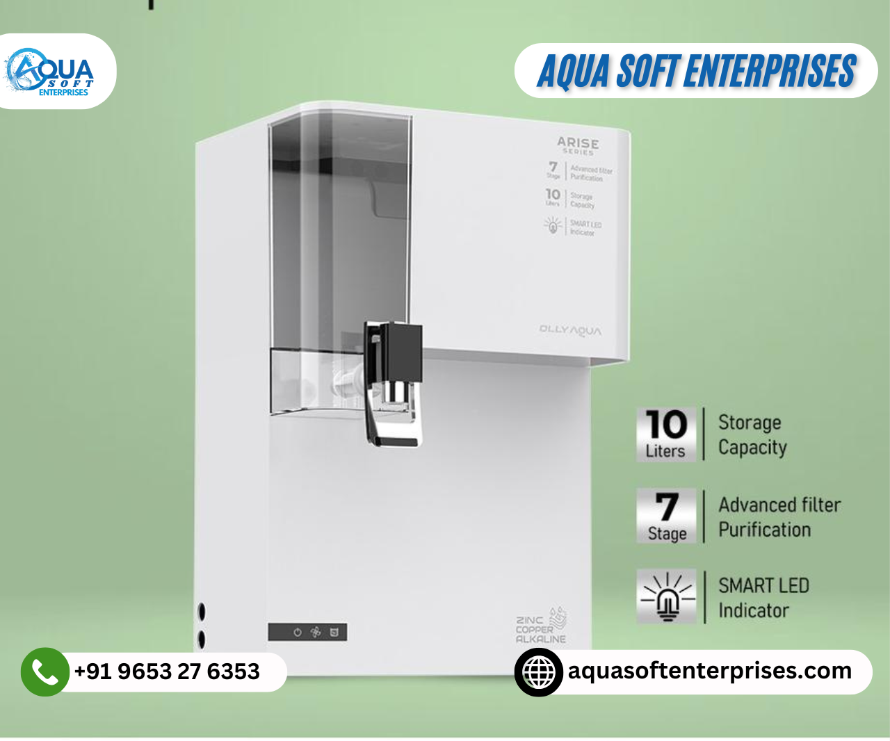 Pure One Olly Aqua Premium Advance RO+UV Water Purifier Multi Storage With Copper Zinc Filter