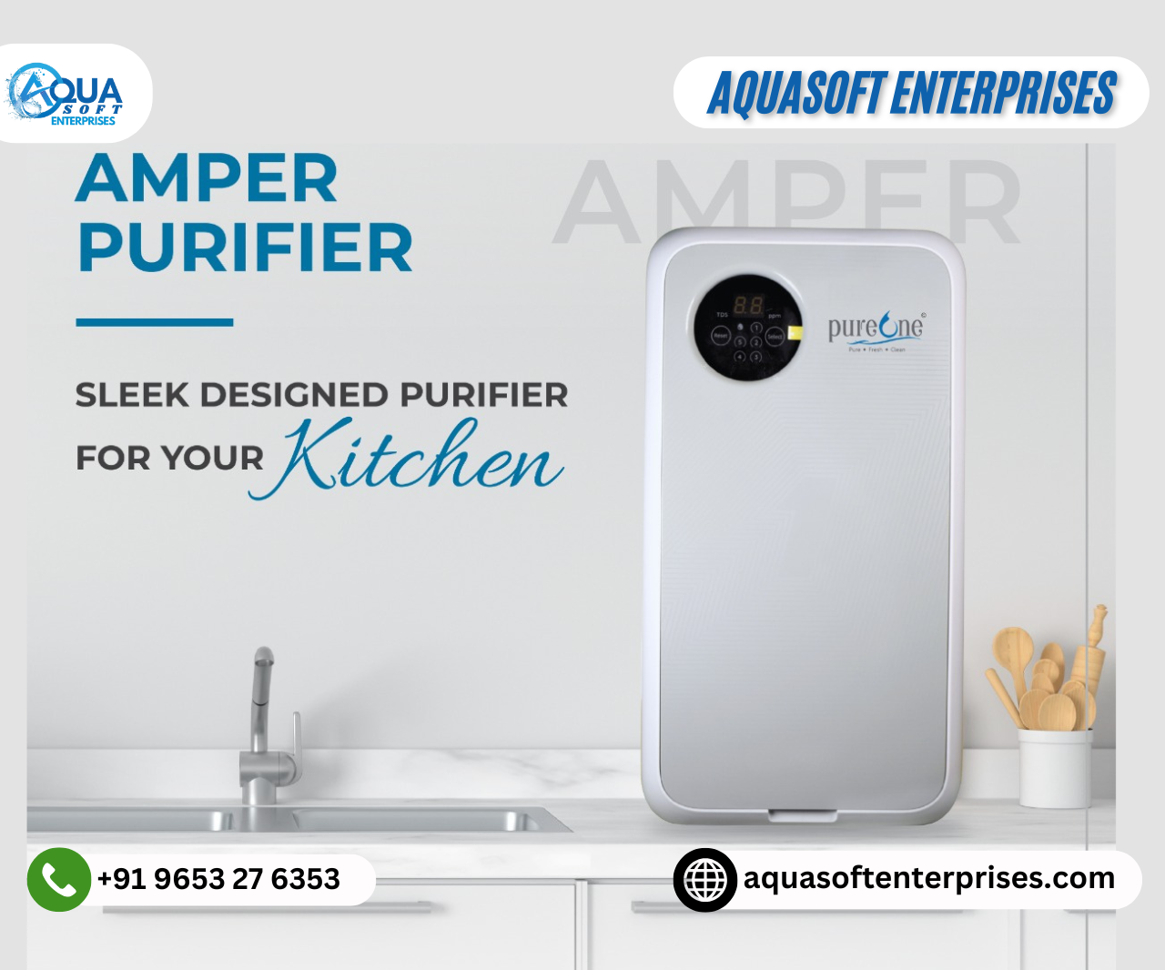 Pureone Amper RO Purifier | Alkaline & Hydrogen Enriched Water Purifier