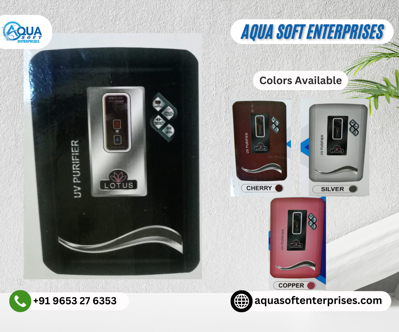 PUREONE Lotus UV Water Purifier, No Storage Tank, Pack of 1, Silver