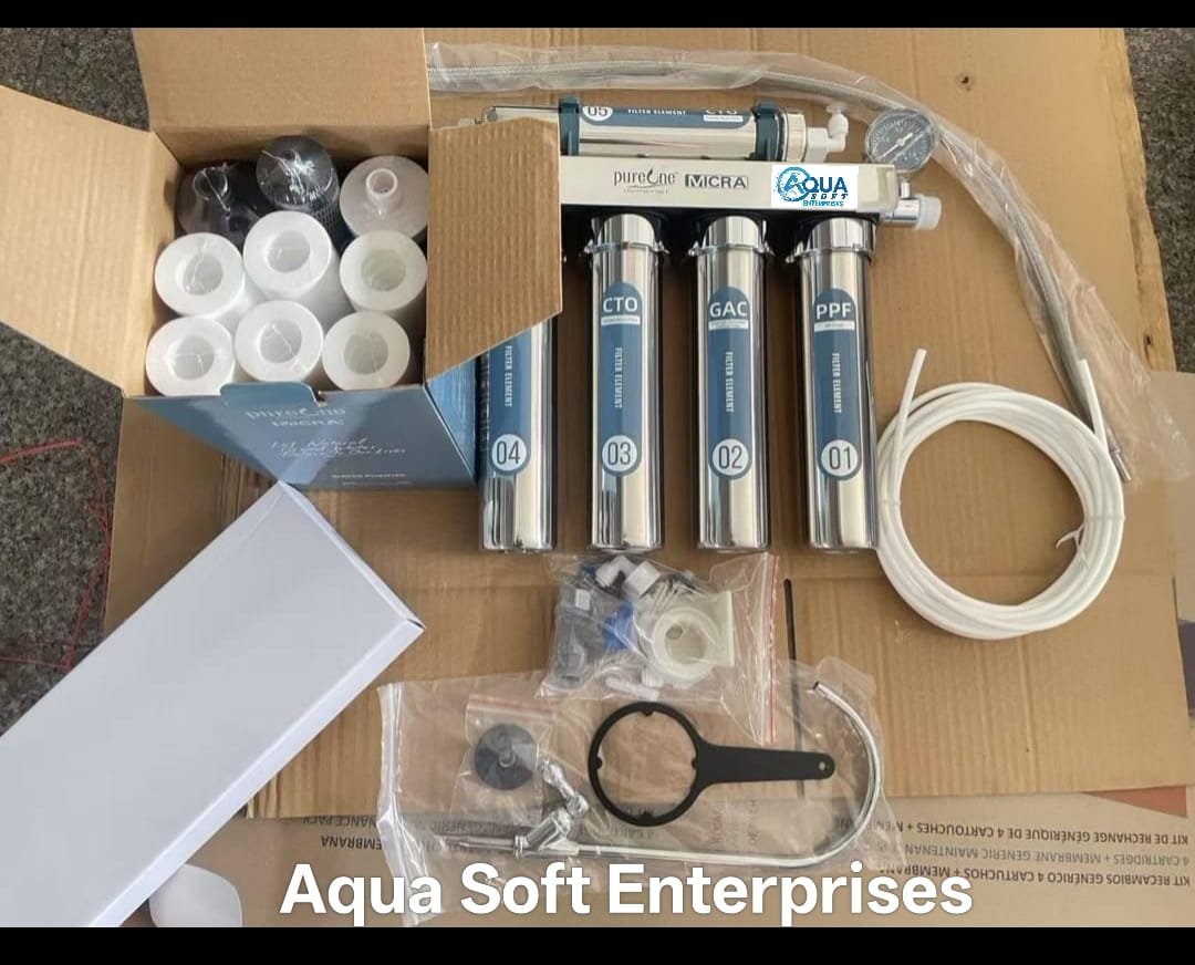 PureOne Micra 8-Inch 5 Stage Stainless Steel Water Purifier (UF + CTO + GAC + PPF + CTO)